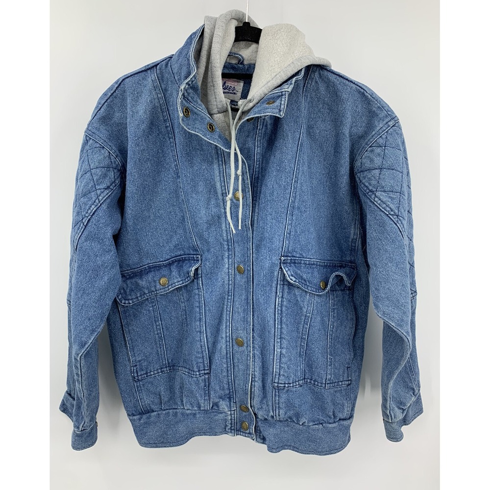 Weathered Blues Women's Vintage Hoodie Super Denim Jean Jacket Size Small